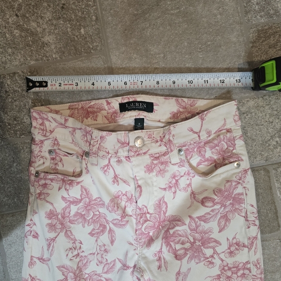 Lauren Ralph Lauren Floral Pink Women's Jeans White Straight Skinny 0 Spring XS - Picture 3 of 11